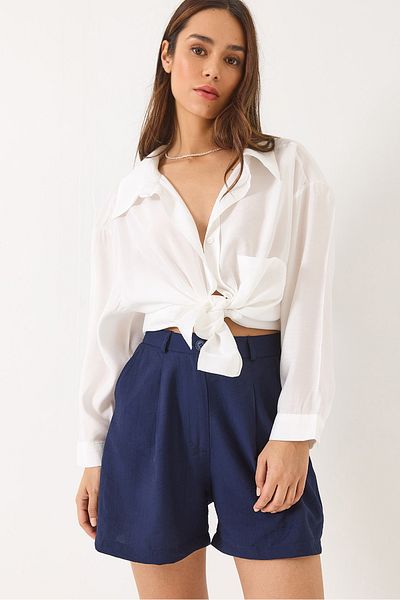 Bianco Lucci Damen-Shorts mit drapierten Falten und Taschendetails 30024 60283048