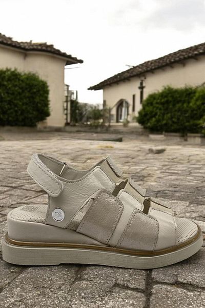 Mammamia D25ys-5040 Cream Beige Glitter Γνήσιο δέρμα Πλήρως Ορθοπεδικά Καθημερινά Γυναικεία Σανδάλια