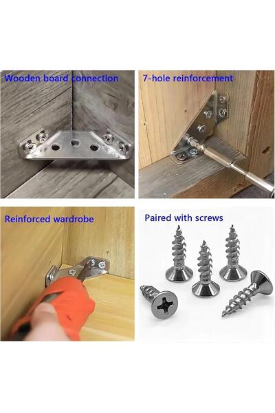 Badem10 8 Adet Mobilya Eşya Dolap Köşe Birleştirme Duvara Sabitleyici Bağlantı Aparatı Köşebent Gönye Metal