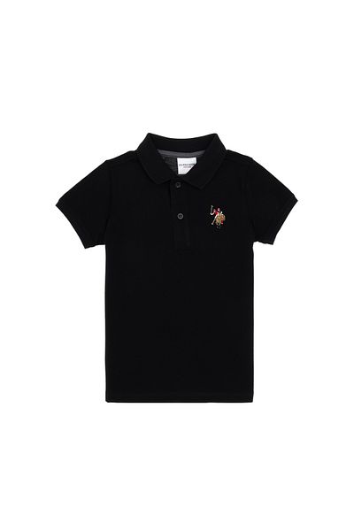 U.S. Polo Assn. تي شيرت أسود بياقة بولو أساسية للأولاد 50306484 -vr046