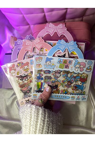 SANRIO 2 Adet sanrıo karakterli çanta şeklinde şeffaf sticker seti