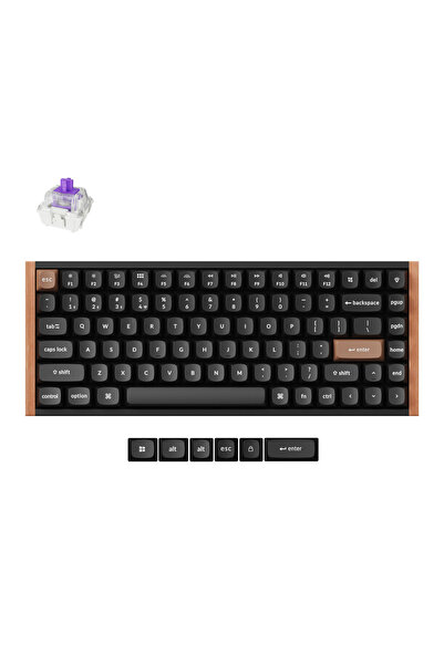 Keychron K2 HE RGB Manyetik Switch 2.4 GHz Kablosuz İngilizce Ahşap Kenarlı Siyah Klavye