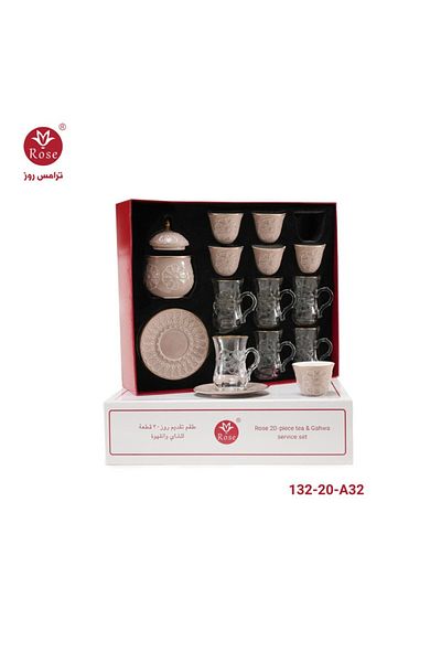 Rose CR-132-طقم تقديم 20 قطعة للشاي والقهوة روز