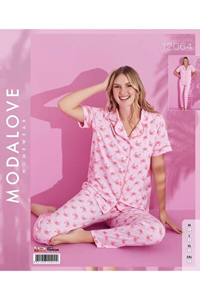 Hirazenmoda طقم بيجامة نسائي بأزرار بوليفيسكون