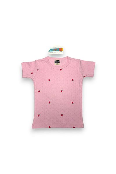 Ponchiq Pink Strawberry Patterned Girl's Undershirt