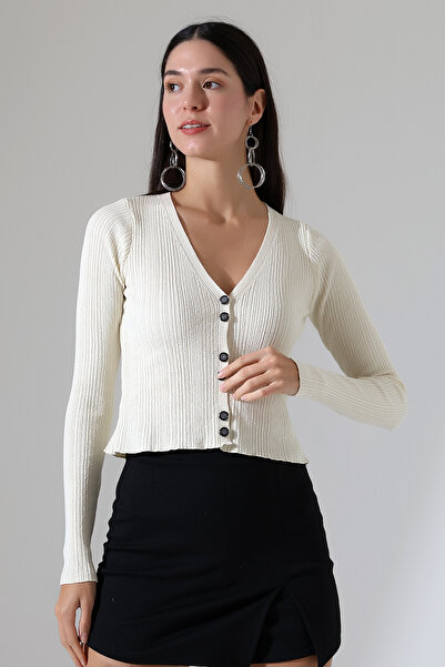 Devinka Women's Buttoned V-Neck Thin Cardigan