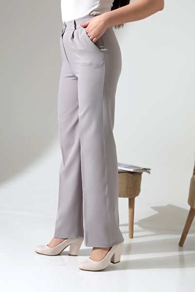 ENFİ GİYİM Wide Leg Palazzo Double Fabric High Waist Trousers