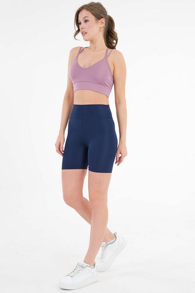 Saade Navy Blue Recovery Effect High Waist Casual and Sports Short Leggings
