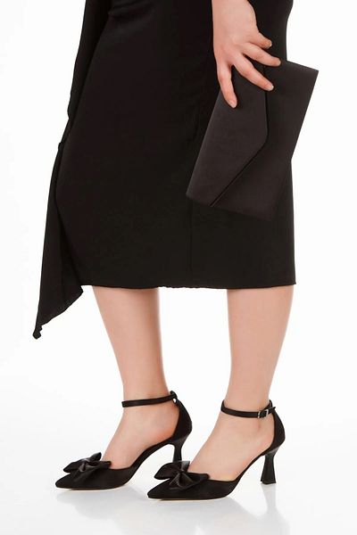 Satenora Julia Black Satin Bow High Heels