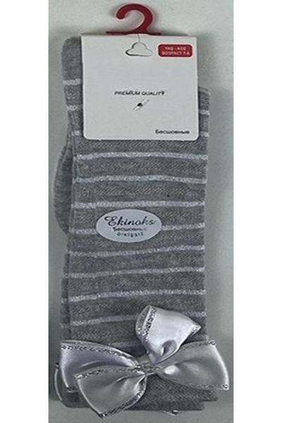ekinoks socks Детски чорапи до коляното за момичета с панделка, бяло, екрю, розово, сиво (цена за 1 брой)