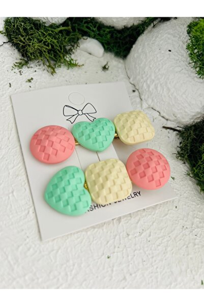 Derin Düşler Adult Children's Hair Clip Set of 2 Yellow Green Pink Hair Clips