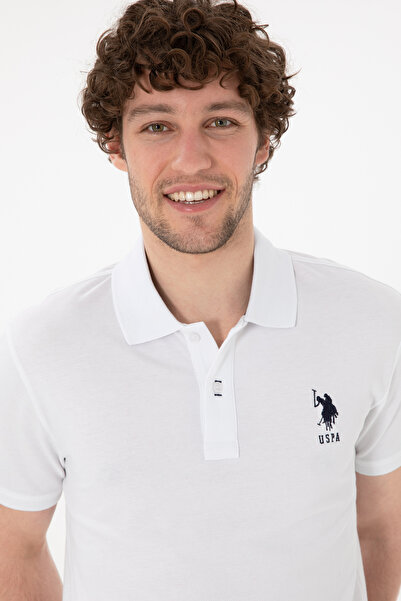 U.S. Polo Assn. Ανδρικό μπλουζάκι με λεπτή εφαρμογή Polo Neck White Basic 50305929-VR013
