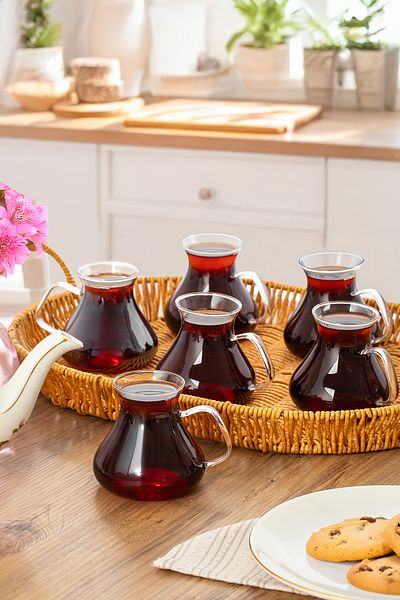Porsima 16043 Ehl-I Keyf Set of 6 Borosilicate Glass Tea Cups 200 ml