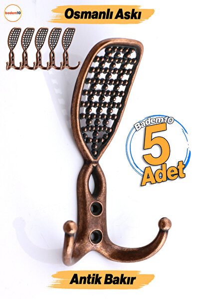 Badem10 Osmanlı Antik Bakır Metal Askısı 5 ADET Mobilya Vestiyer Duvar Dolap ...