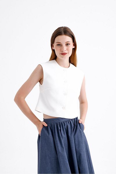 ONE8 Closed Collar Buttoned Front Lined Vest