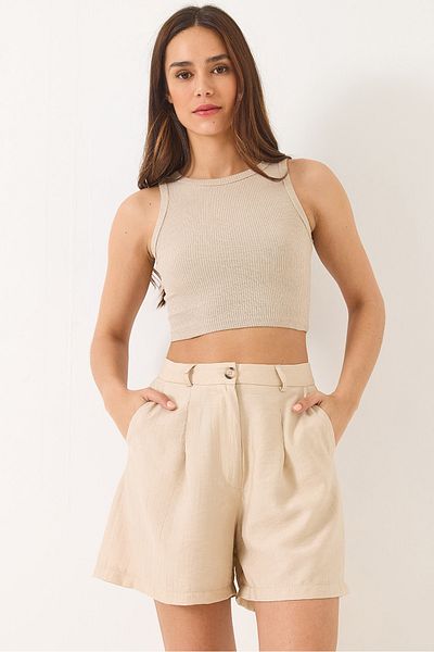 Bianco Lucci Damen-Shorts mit drapierten Falten und Taschendetails 30024 60283048