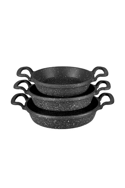 Doremcy Eda Casting Granite Oven Can Enter 3-Piece Pan Set 16-18-20