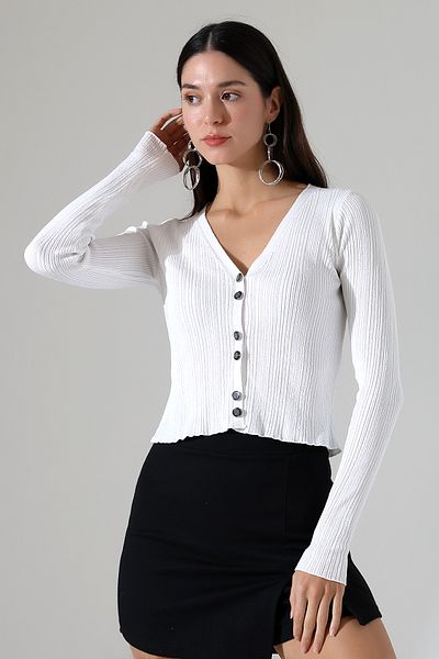 Devinka Women's Buttoned V-Neck Thin Cardigan