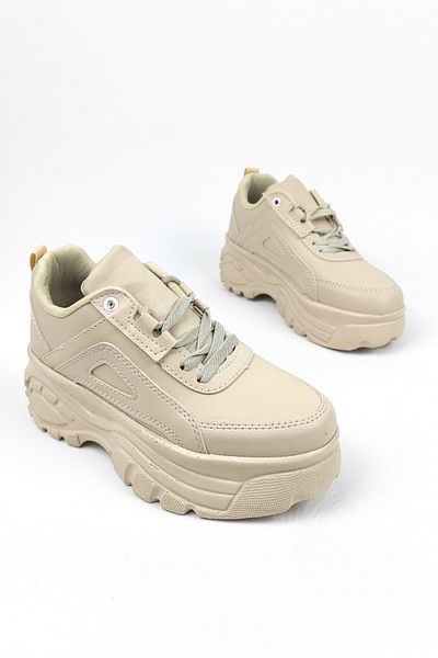 Zerenyus Pantofi sport de damă cu talpă înaltă bej 6 cm