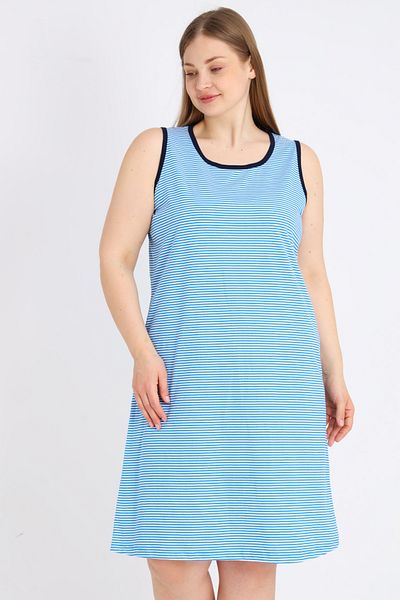 İntensive Rochie de damă în dungi 100% bumbac, cu bretele relaxate, cu detaliu de țevi