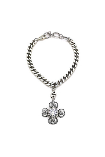 Mon Reve Mystique Zirkon Yonca Charm Gümüş Kaplama Zincir Kolye