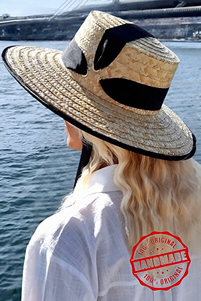 Mood Agenda Women's Bosphora Model Ribbon Straw Hat Wide Brim Trend Daily and...