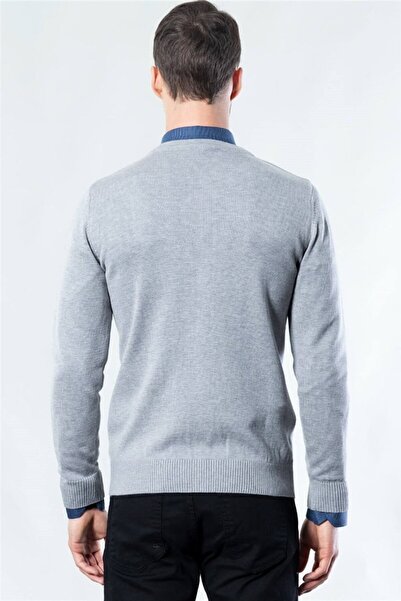 Tudors Men's Slim Fit Buttoned Plain Cotton Gray Cardigan