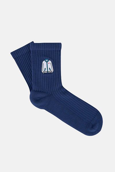 Socrates Navy Blue Atom Towel Socks
