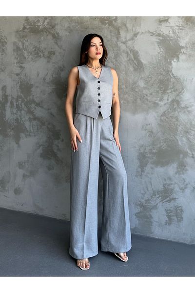 MYGİYİMİSTANBUL Linen Vest Trousers Set