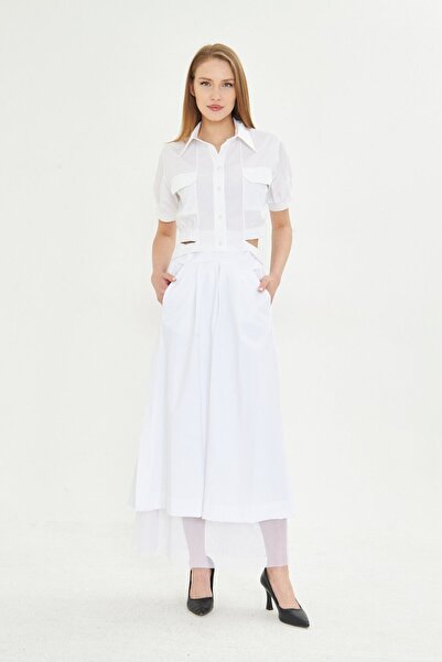 LAMANTE YIRTMAÇLI BEYAZ TASARIM ETEK