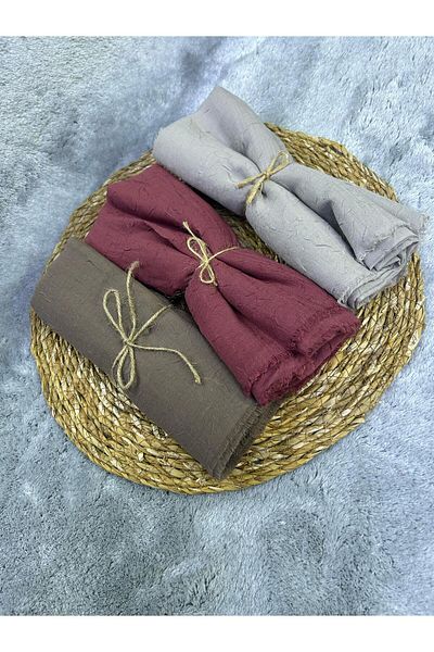 Avzen Bamboo Kraş Shawl Σετ 3 αποξηραμένων τριαντάφυλλων, χακί, γκρι
