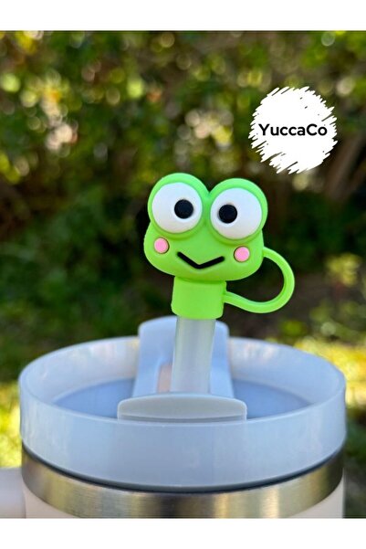 YuccaCo Accessorize Your Life Kurbağalı Termos Aksesuar/ Kurbağa Pipet Koruyucu/ Pipet Kılıfı/ Kermit Hayvan Figür Pipet Tıpası