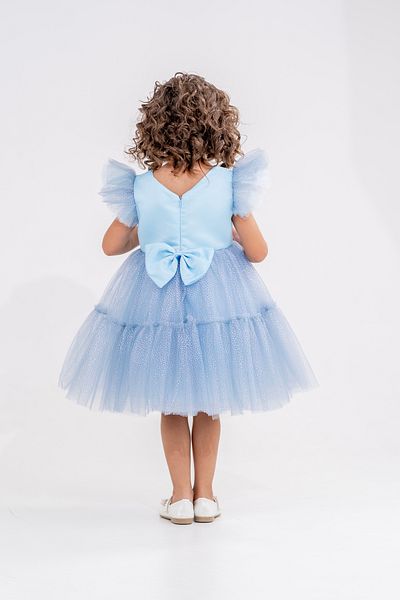 Eray Kids Βραδινό φόρεμα για κορίτσια με βολάν μανίκια με δώρο κορώνα