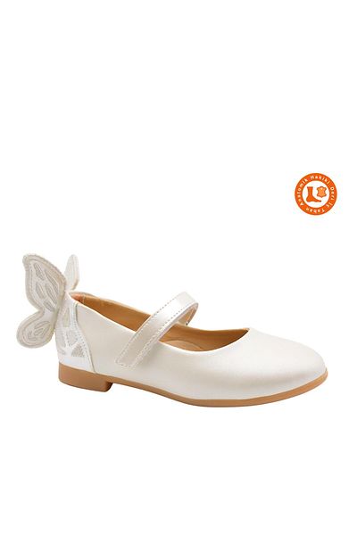 kids A more Mariposa Butterfly Figure Detailed Girl's Ballerina Shoes Pearl Color