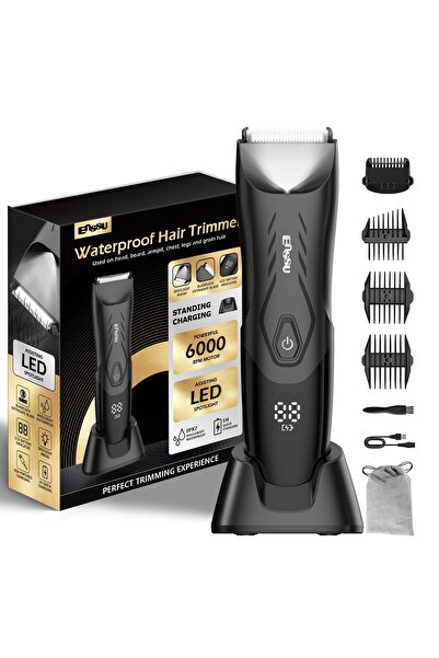 ENSSU ماكينة تشذيب شعر الجسم الكهربائية، ماكينة حلاقة آمنة للبشرة للمنطقة الح...