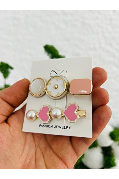 Derin Düşler مجموعة مشبك شعر للأطفال البالغين مكونة من 2 مشبك شعر من الحجر الوردي