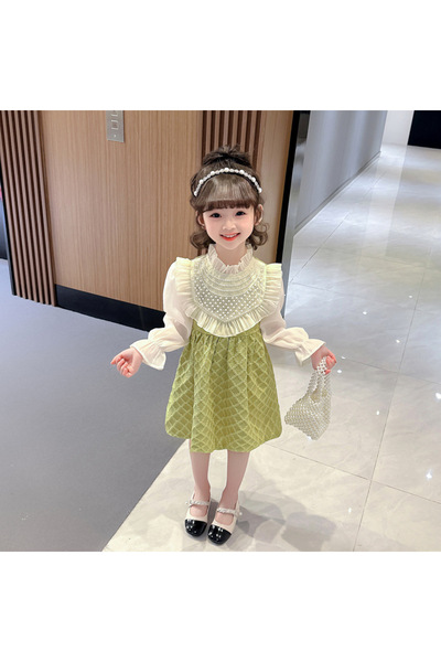 nannie Rochita Verde Fetite cu Broderie Anora - 5-6 ani