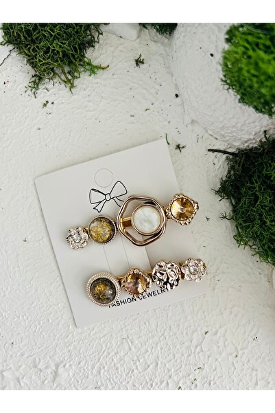 Derin Düşler مجموعة مشبك شعر للأطفال البالغين مكونة من 2 مشبك شعر حجري