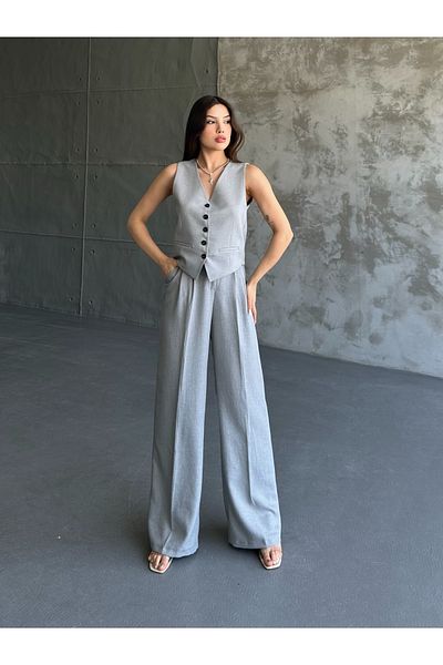 MYGİYİMİSTANBUL Linen Vest Trousers Set