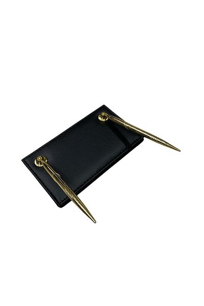 Gürpaş Classic Faux Leather 6 Piece Black Desk Mat Set with Pens