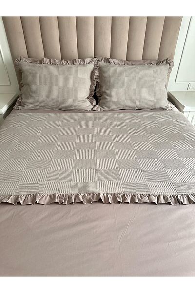 Tly Home Textiles Комплект кувертюри с волани, двоен питикаре