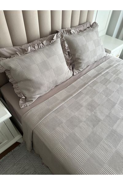Tly Home Textiles Комплект кувертюри с волани, двоен питикаре