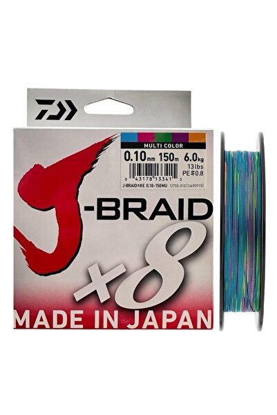 daiwa J-Braid 8X Multi Color 150 mt 0.10 mm İp Misina
