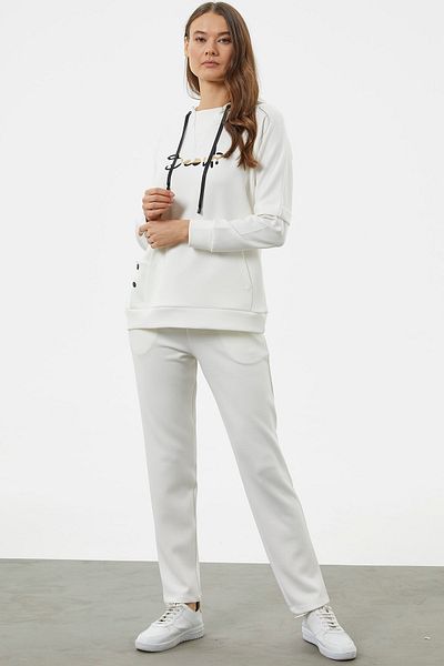 Sementa Kangaroo Pocket Diver Fabric Tracksuit Set - Ecru