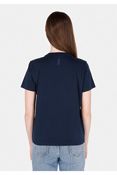 Colin's Γυναικείο μπλουζάκι με κοντό μανίκι με στρογγυλή λαιμόκοψη και κέντημα σε μπλε ναυτικό χρώμα