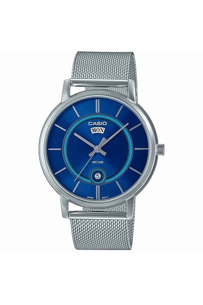Casio Casio Men's Blue Dial Stainless Steel Mesh Band Watch MTP-B120M-2AVDF.