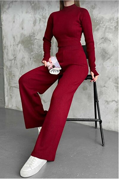 SAYZEN Seturi bluză și pantaloni - Burgundia - Crop