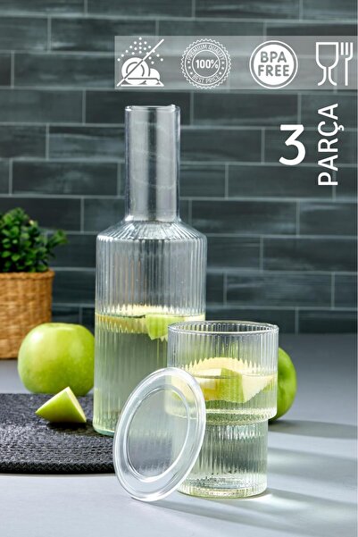 HOMENIVA Wick 3 Parça Mika Origami Sürahi Seti - ( Cam Değildir )