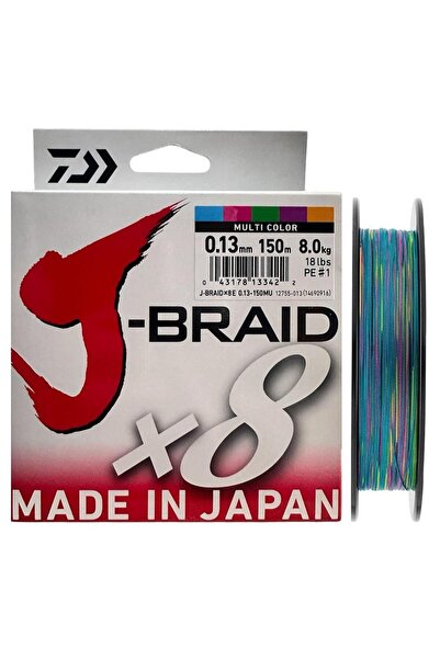 daiwa J-Braid 8X Multi Color 150 mt 0.13 mm İp Misina