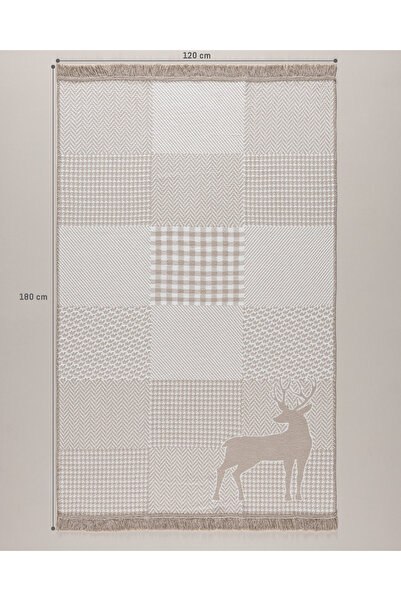 Madame Coco Pétale Pamuklu Saçaklı Dokuma Kilim - Ekru/Bej - 120x180 cm